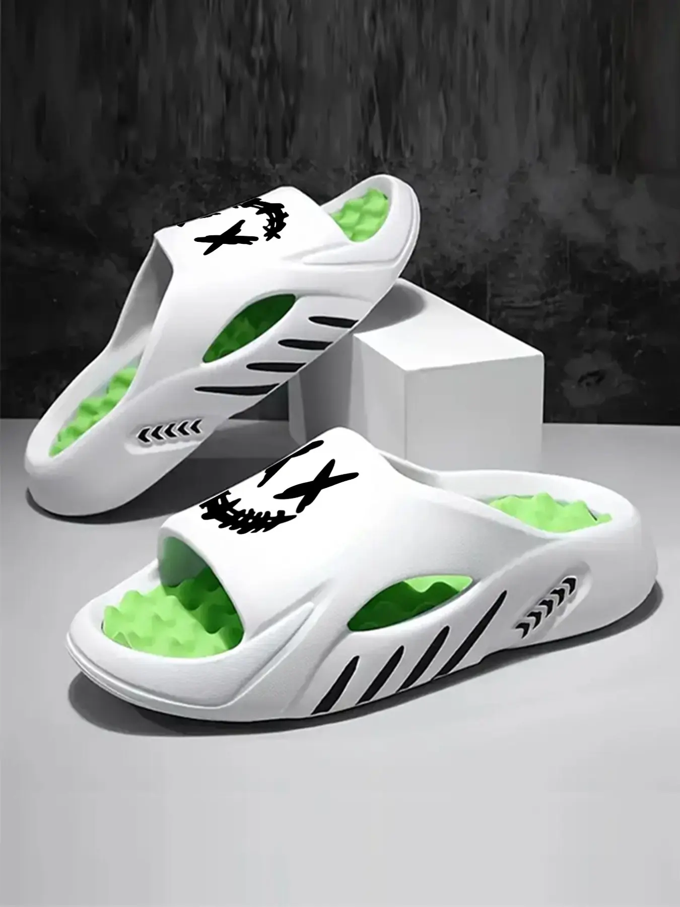 Men's Cartoon Print Lightweight Shower Slippers for Indoor & Outdoor, Durable EVA Material, Unisex Design, Casual & Sports Use