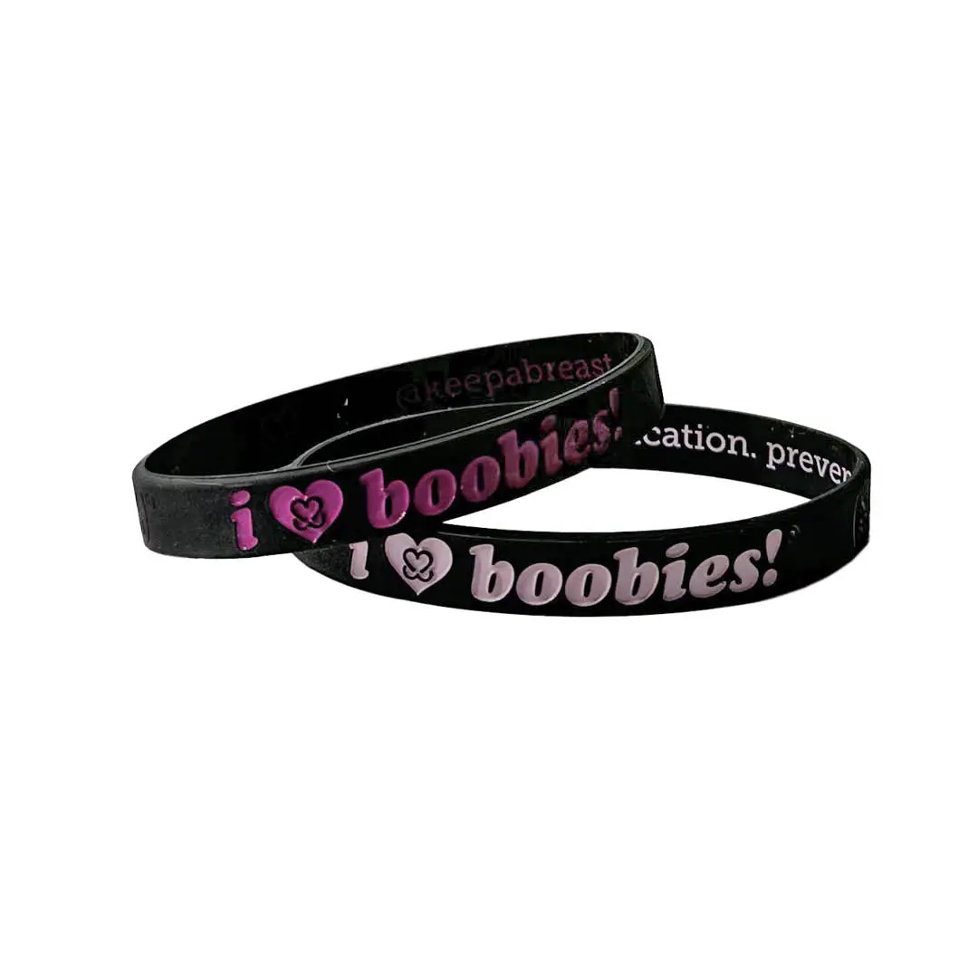 i love boobies! Mini  Bracelet Pack - Gothic (Black / Light Pink & Fuchsia)