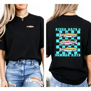 Preppy Fish Graphic Tee Shirt, Trout T-shirt, Summer Shirt, Outdoor Fishing T-shirt, Fly Fishing Shirt