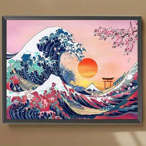 Wave Pattern DIY Diamond Arts Colorful Painting Kit without Frame, DIY 5D Diamond Arts Colorful Painting Kit, Wall Art Decor for Home Living Room Bedroom