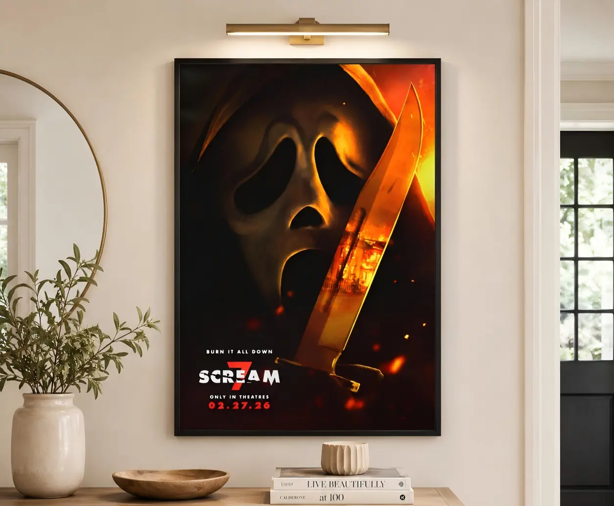 Scream 7 Cinema Figure Canvas Printing Wall Art Fiery Blade Thriller Prints Vintage Dark Movie Inspired posters for Living Room Studio Office Wall Decor cool stuff for room bedroom decor Film Collector Gift fall decor 2026