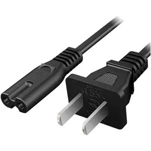 AC 2 Prong C8 Power Cord 5ft Standard 2-Slot for TV PS4 PS5 Speaker   Wall Power  Replacement Black