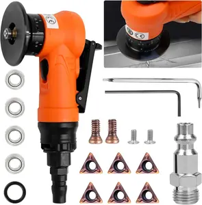 2 in 1 Mini Pneumatic Chamfering Machine, 45° Arc Corner Beveling Trimming Deburring Machine 30000RPM Chamfering Air Chamfer Tool with 1/4 Inch Air Inlet (C Angle Blades,Orange)