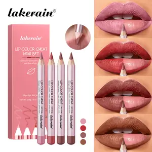 4Pcs Sculpting Matte Velvet Lip Liner Set,Smooth Creamy Texture,Waterproof And High Pigmented For Girls Daily Application Lip Makeup(1+2+3+4)