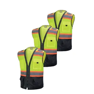 3 Tone High Visibility Vest - Yellow Reflective Safety Wear for Enhanced Visibility (3 Pack)