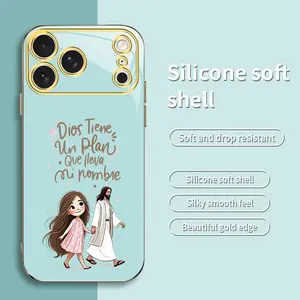 God Has a Plan Jesus Phone Case — Cute Spanish Christian Faith Gold-Edge Cover for iPhone 17 Pro Max — 975