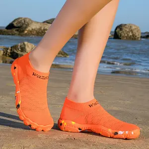 Fashion Orange Men's Aqua Shoes Outdoor Beach Water Shoes For Men Women Breathable Non-slip Barefoot Sneakers Unisex Sock Shoes