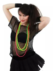 80s Women Fishnet Shirt Vintage Party Tshirt Retro Dance Top Fashion Trendy Tee