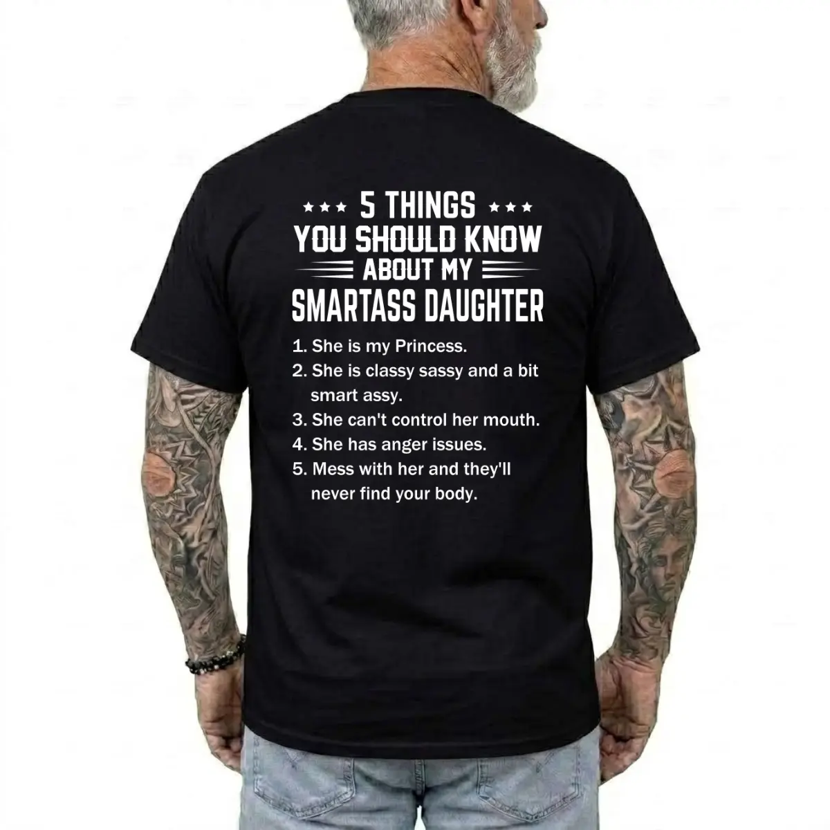5 Things You Should Know About My Smartass Daughter T-shirt, Funny Shirts, Humour Tee, Casual Menswear, Father Gifts