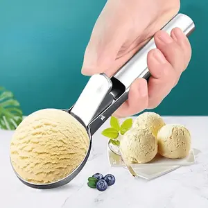 Stainless Steel Ice Cream Scoop, 1 Count Ice Cream Ball Scoop with Ergonomic Handle, Ice Cream Utensils for Home and Commercial Use, Kitchen Gadgets