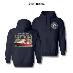 FDNY Fireboat 343 Hoodie, Vintage Streetwear Pullover Sweatshirt For Men And Women, Firefighter Tribute Apparel Gift For Firefighters, Veterans, And Proud New Yorkers