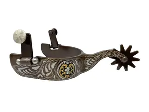 Antiqued Brown Spurs with Cross Concho Antiqued Brown Spurs with Cross Concho