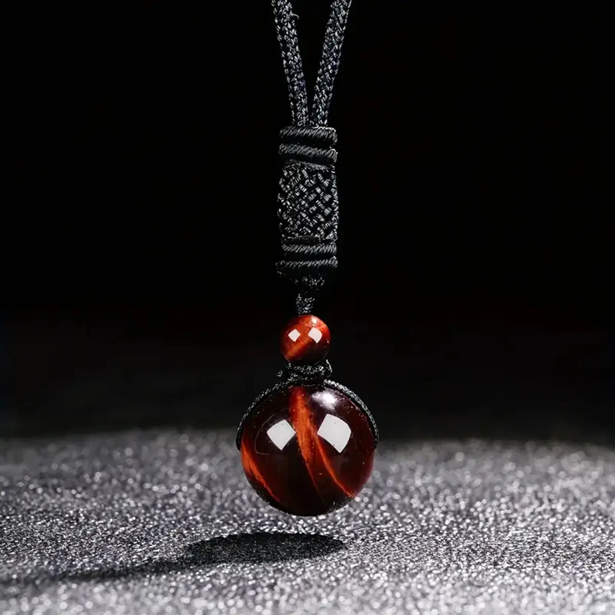 Red Tiger's Eye Natural Gemstone Beads Necklace - Ancient Egypt Inspired Healing Pendant for Vitality, Luck, Conflict Resolution & Anxiety Reduction