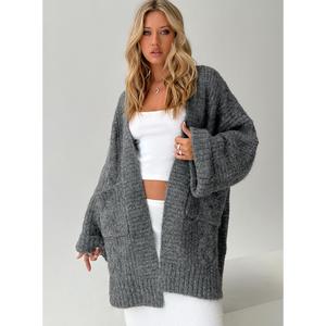 Paisleigh Cable Knit Cardigan Charcoal