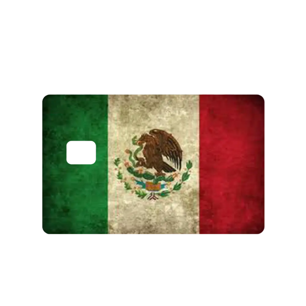 Custom Adhesive Stickers Rustic Mexico Flag Credit Card Sticker - High Quality, Waterproof, Stain Resistant