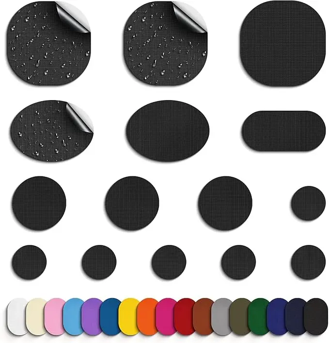 45Pcs Self-Adhesive Nylon Repair Patches for Tent, Waterproof | No-Sew Heavy Duty Outdoor Gear Fabric Repair Patches for Down Jacket, Tent, Backpack, Durable Tear-Resistant, Black