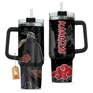 [Sip40 Otaku] Kakuzu Immortal Akatsuki Personalized Anime Tumbler 20oz/40oz with Handle – Naruto Shippuden Insulated Stainless Steel Travel Mug, Rogue Ninja Drinkware, Otaku Fan Gift Cup