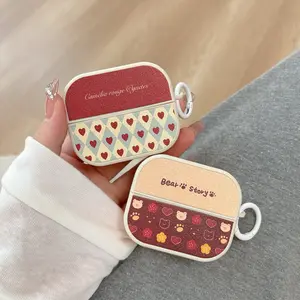 For Samsung Galaxy Buds 3/Buds 3 Pro Case Striped Retro Vintage Printed Leather Earbuds Durable Protective Case Designed For Bods and Girls With White or Black Hook Protection