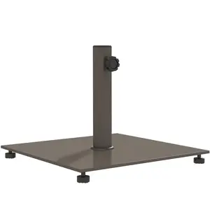 29 lbs Metal Umbrella Stand Base with Adjustable Foot Pads Square Umbrella Holder With 4 Corner Pads For Uneven Ground Heavy Duty Metal Base 17.7 Inch Wide For Backyard