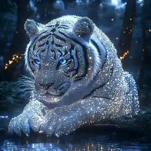 DIY 5D Diamond Painting Kit Tiger Theme Forest Design Full Drill Mosaic Craft Home Wall Decor Gift