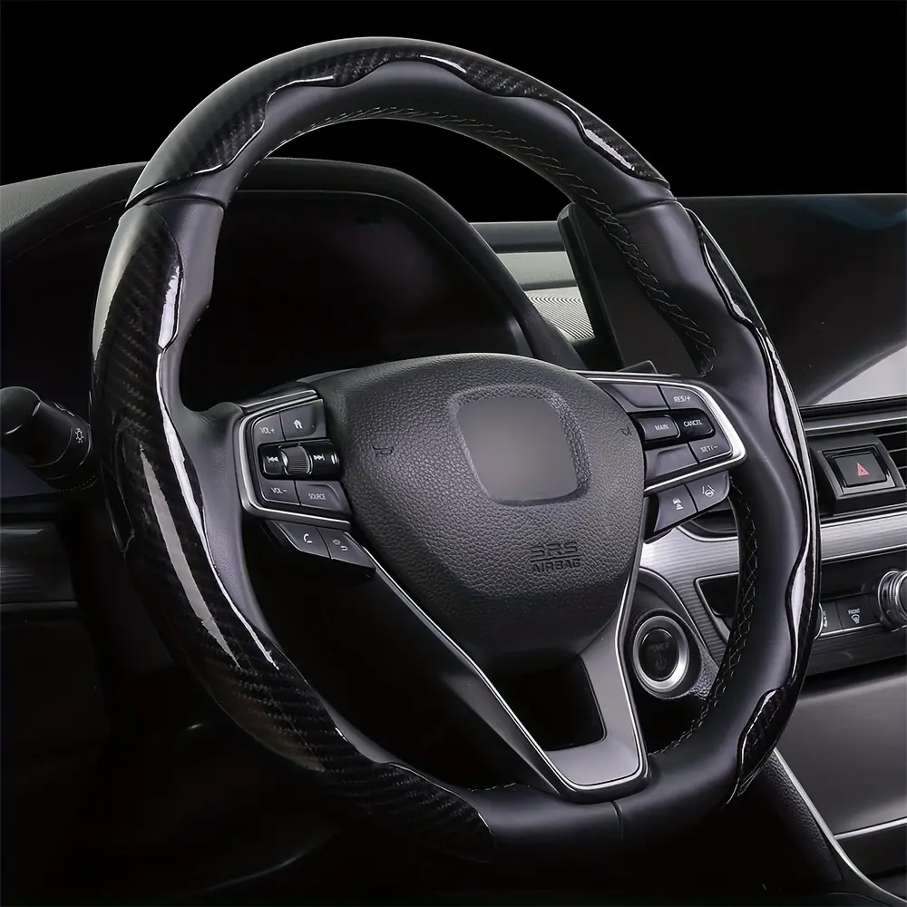 3PC Car Anti-skid Carbon Fiber Style Steering Wheel Cover, GM Suitable Steering Wheel Cover, Car Buckle Steering Wheel Cover! !