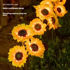 Solar-Powered Sunflower Garden with Lights Installed Outdoors for Courtyard and Garden Decoration, Including Lawn Lights