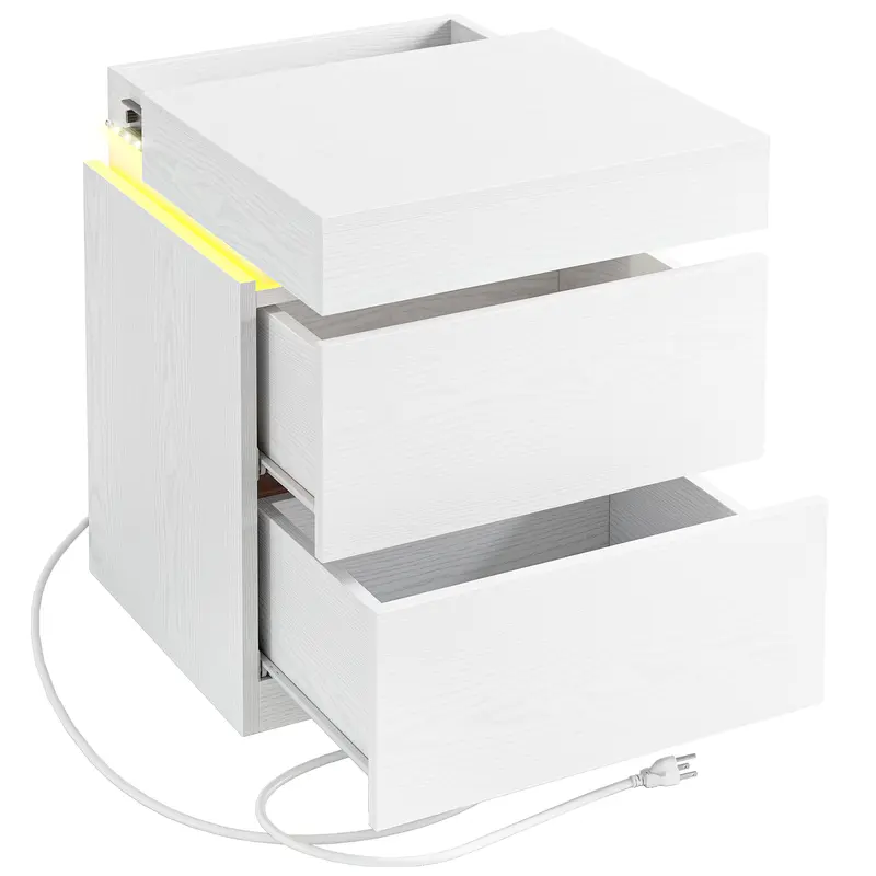 Sliding Top Hidden Storage-2 Drawers-White-1PC