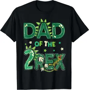 100% cotton Unisex Dad Of The Two Rex Birthday Dinosaur Family Matching T-Shirt
