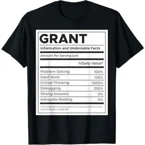 Grant Nutrition Information, Problem Solving Hard Work T-Shirt