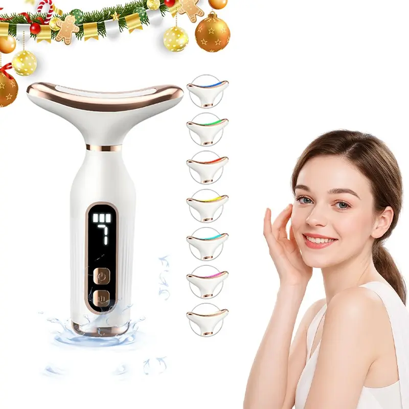 Summer New Explosive 7-Color Rechargeable Thermal Vibration Facial Massager, Facial Care Instrument, Neck Shaping Tool, Facial Neck Puller, Facial Tools, Ideal Home Beauty Product Sharing