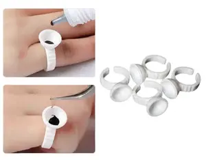 TIKA 100-Pack Disposable Glue Holder Rings for Eyelash Extensions and Tattoo Pigment, Hygienic Professional Pallets