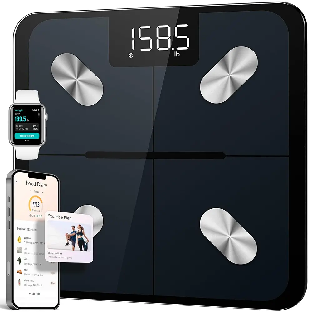 Etekcity Smart Scale for Body Weight, BMI, Body Fat, Bluetooth, Blue | Measures BMI, body fat, muscle mass and body composition, with Bluetooth app sync for convenient bathroom and home tracking
