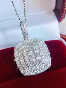 1 Pc Elegant Cubic Zirconia Cz Prong Necklace Pendant For Women For Valentine's Day Gift Engagement Anniversary Party Jewelry Exquisite Jewelry Gift