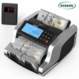 Money Counter Machine with Value Bill Count, UV/MG/IR/MT/DD Counterfeit Detection for Dollar Euro Cash, Bill Counter Machine with Count/Add/Batch/Auto Modes, Value Counting, for Business/ Retail/ Office, External LCD Display, Bill Counter