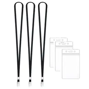 Simple Transparent Plastic Vertical Name Badge, ID Card Holder with Clip Strap, Reusable Adult Plastic Badge, Business School Conference