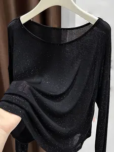 Women's Long Sleeve Ice Silk Sun Protection Top, Slim Fit Casual Summer Shirt, Elegant Casual Fit, Breathable Lightweight Fabric, Womenswear Lady, Casual Classy Top