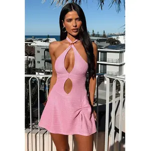 Caribbean Cut Out Mini Dress - Pink