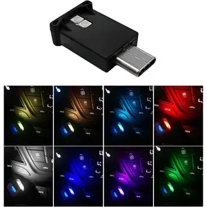 USB Type C LED Ambient Light, 8 Colors RGB LED  Atmosphere Lamp with Adjustable Brightness, 5V Plug-in USB Night Lights Interior Decoration for   Office