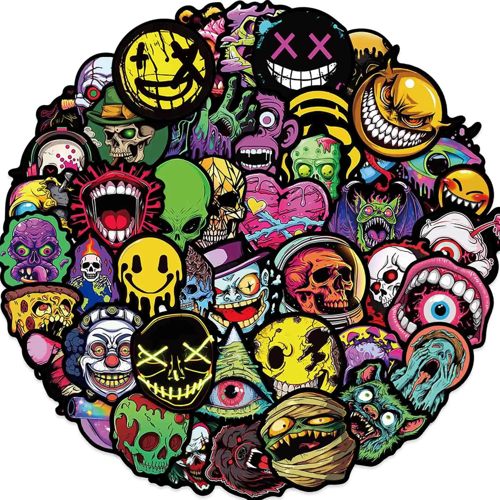 50 Ghostface Skeleton Stickers, Horror Graffiti Horror Stickers, Motorcycle Helmets Waterproof Vinyl, Scooters, Laptops, Handcarts, Teen Gifts