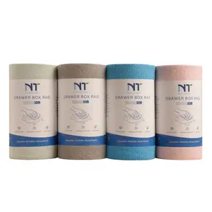 NT Dreams Microfiber Cleaning Towels 8" x 8" 50 Pieces/Roll 4 Rolls Absorbent Lint-Free Reusable for Kitchen Car Interiors Household Wipe Disposable Household Microfiber Wipe