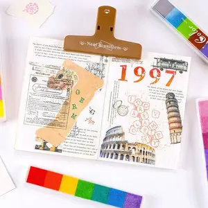 2pcs Random Color 6 color long gradient colorful small printing mud fingerprint color printing mud rubber stamp fingerprint painting DIY printing table Long color printing, suitable for DIY manual painting, safe non-toxic printing, finger painting