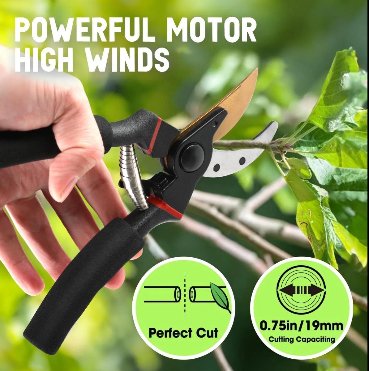 Mini Garden Shears, Pruning Shears, PruningScissors with Sharp Blade, Hand Pruner, Non-slipComfort Handle and Safety Lock, EffortlessCuts3X Easier