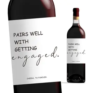 2pcs Engagement Wine Label, Fashionable Letter Label, Pairs well with Engagements, Wedding Gift, Engagement Gift for Couples, Engaged Wine Bottle Stickers Set, Perfect Gift for Engagements, Decorative Wedding Accessories