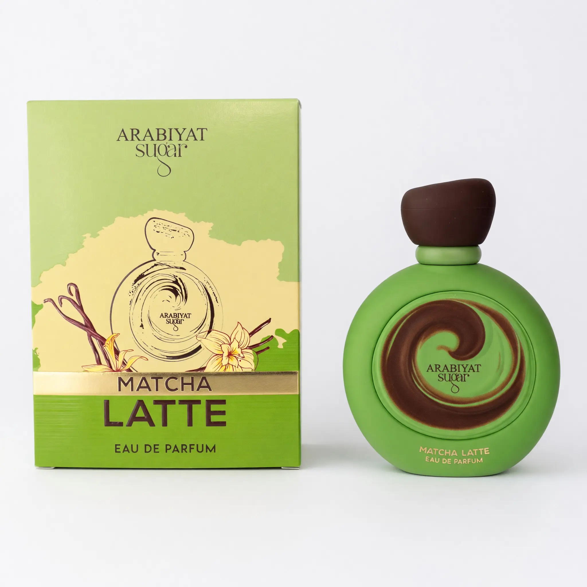 Arabiyat Sugar Matcha Latte EDP Spray, 3.4 oz Unisex Gourmand Perfume with Notes of Coconut, Caramel, Tonka Bean, Sandalwood & Musk, Base Notes Tonka Bean-Sandalwood-Musk, Top Notes Coconut-Peach-Lily Of The Valley