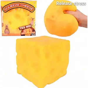 Squishy Cheese Block - Yellow, moldable fidget Toy with Squeeze Feature, Ideal for Play and Relaxation
