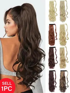 Body Wave Ponytail Extension Clip in Long Wavy Curly Wrap Around Pony Tail Heat Resistant Synthetic Hairpiece for Women 18/22Inch Synthetic Soft Hairpieces