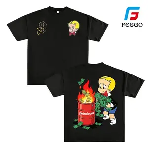 FEEGO Funny Richie Rich Can't Afford Gas T-Shirt, Cartoon High Fuel Cost Inflation Tee, Retro Luxury Car Graphic Shirt, Meme Streetwear, Richie Rich Shirts, Mens Womenswear Top Pure Cotton Short Sleeve T-Shirt Casual Breathable y2k