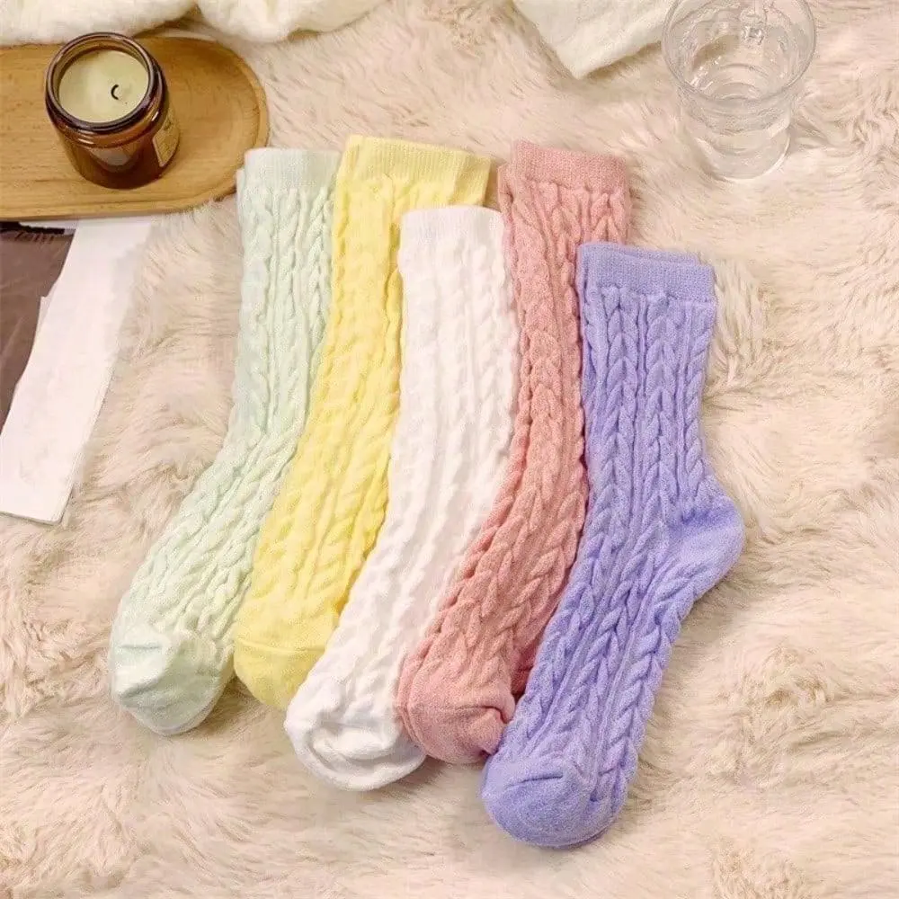 Women's 10-Pack Over-Knee Long Socks, 10pairs Mixed Color Preppy Festive Plush Thermal Knit, Winter Warmth Holiday Spirit Gift for Women, Christmas Stocking Stuffers, Festive Colors, Full Length