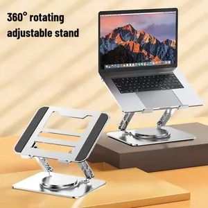 360° Rotating Adjustable Laptop & Tablet Stand, Foldable Aluminum Riser with Non-Slip Silicone & Hollow Cooling Design, Ergonomic Portable Stand for Gaming Laptop, Tablet, Mobile & Office Desk Setup