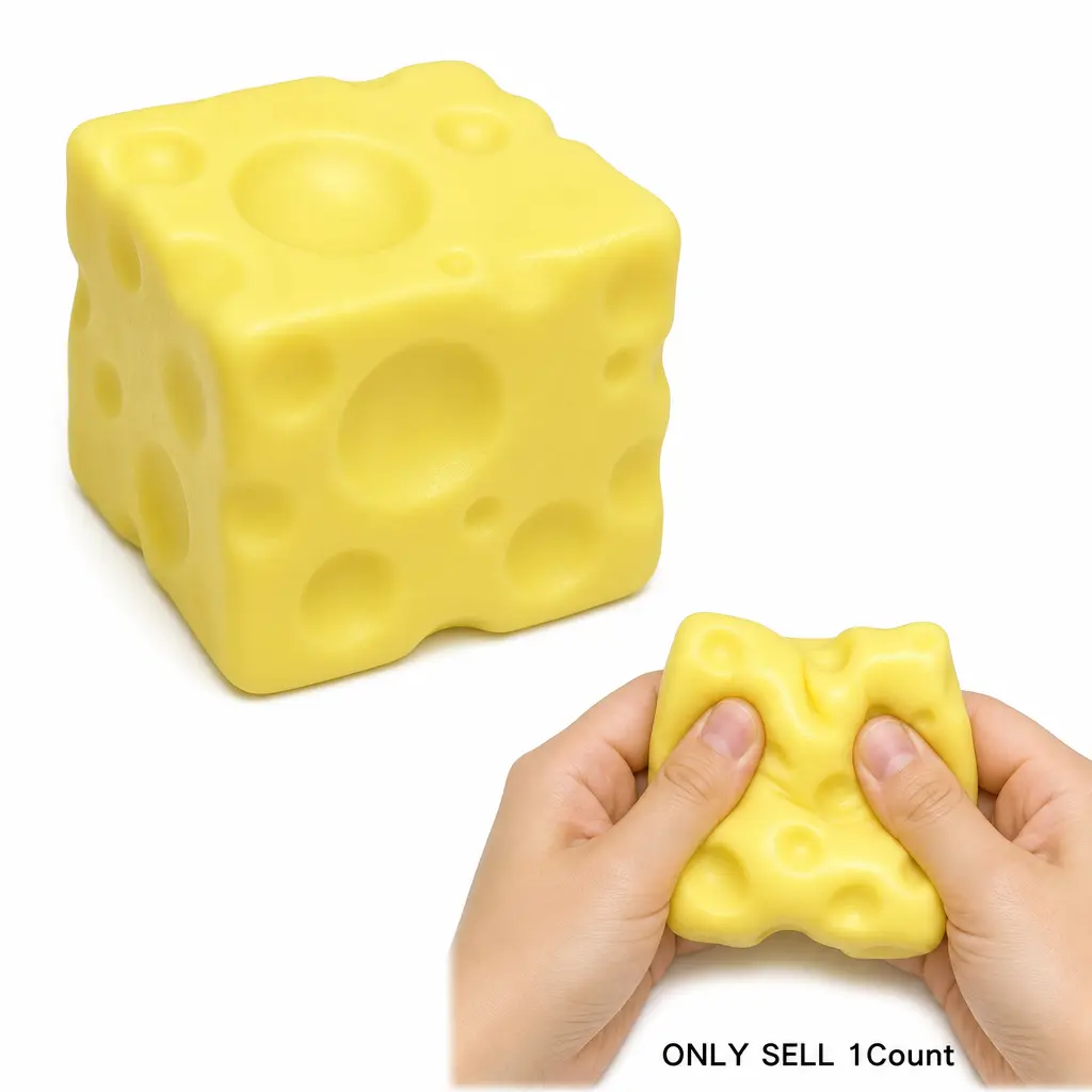 Cute Cheese Squishy Toy Slow Rebound Memory Foam Stress Relief Tool for Office Desk Decor Anxiety Relief Fidget Toy